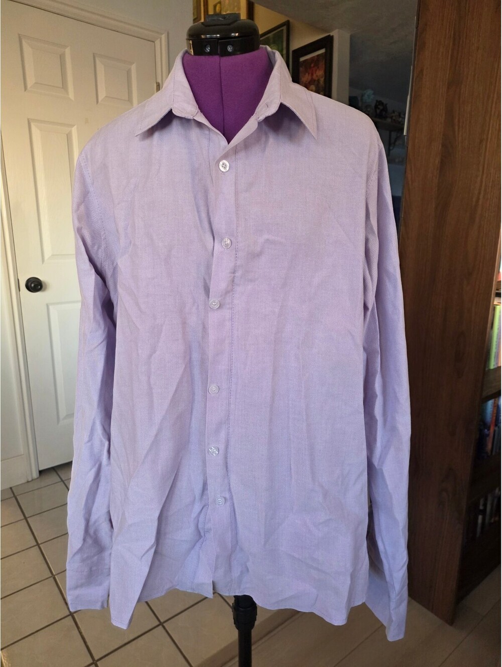 Mens Amazon Business casual Light purple collared button up top size XXL